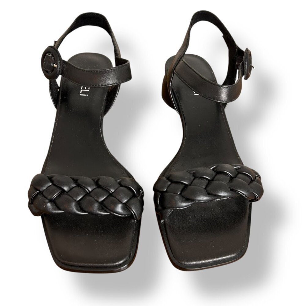 VANELi Women's Kalee Sandal In Black Super Napa Braided Strap Round Heel Sz 8W